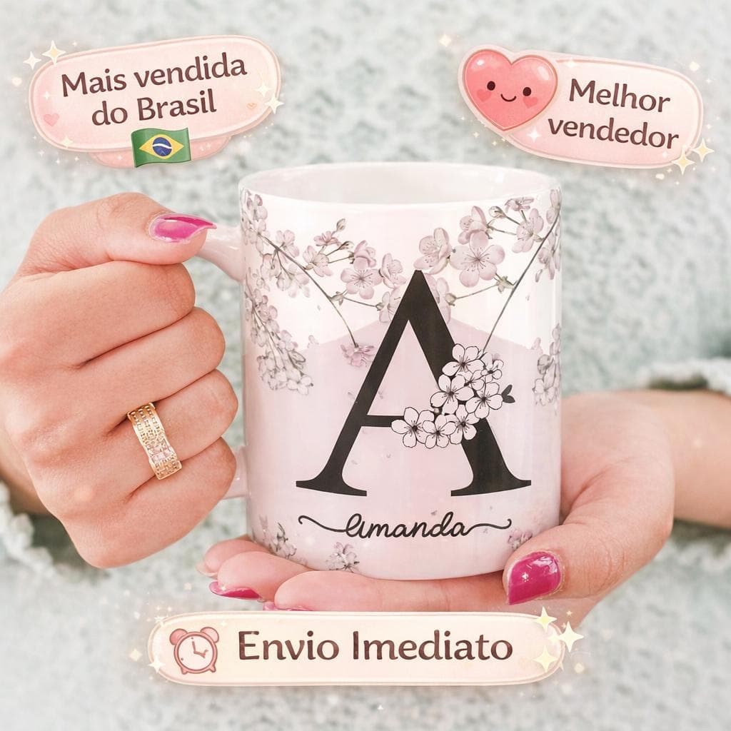 Caneca Personalizada Nome Cerejeira Floral