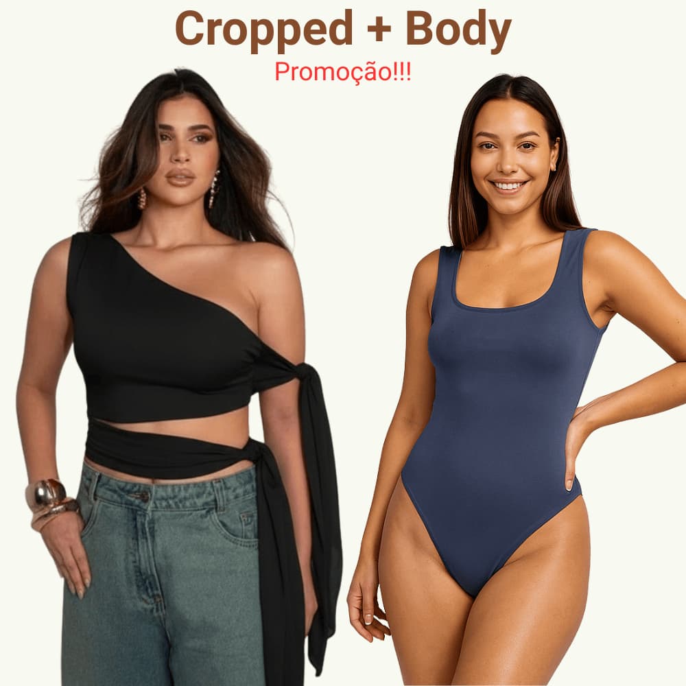 Kit Verão 2 Peças: Body Suplex + Cropped Amarração Moda Blogueira
