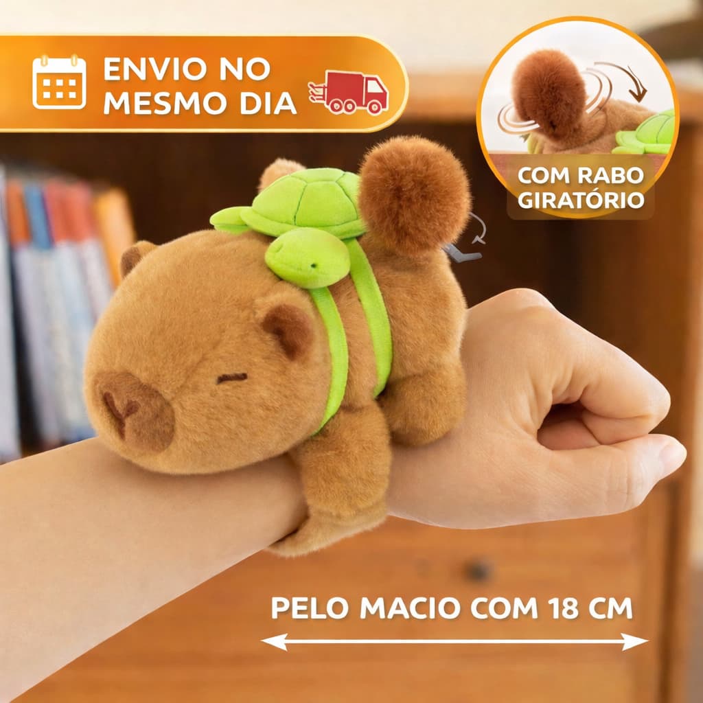 Capivara Pulseira De Agarrar Pelúcia Bonecas Pelúcia Brinquedos Interativo Menina Menino 18CM