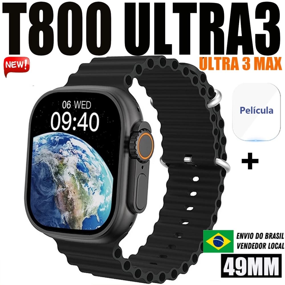 2025 T800 Ultra 3 MAX Mais Recente Smartwatch Relógio Inteligente Série 10 2.19Polegadas Sem