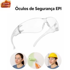 Kit Óculos De Segurança Epi Transparente proteção  Segurança Ideal para Obras Uso Doméstico Pinturas