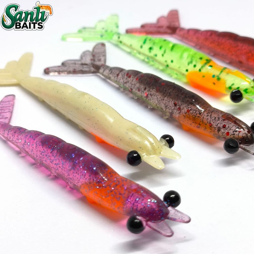 Isca Camarão Artificial soft 6cm, 7cm é 8cm 10 unidades.