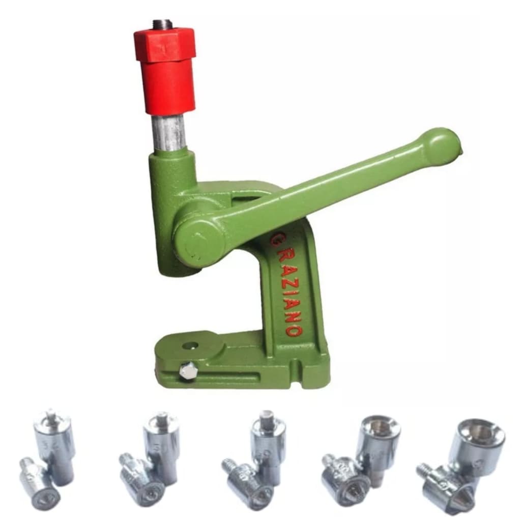 Prensa Balancim Nº7 Aplicadora de Rebites Botões Ilhós kit com Matriz de ilhós 0,45,50,51,54