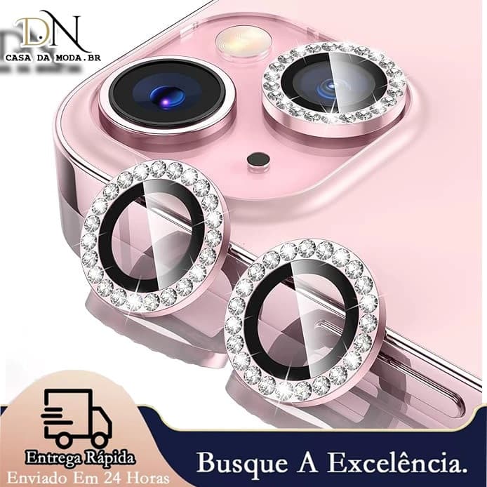 KIT Pelicula Diamante lente da câmera anel protetor de vidro para iphone 11 12 13 14 15 16 17 Pro ProMax  Plus