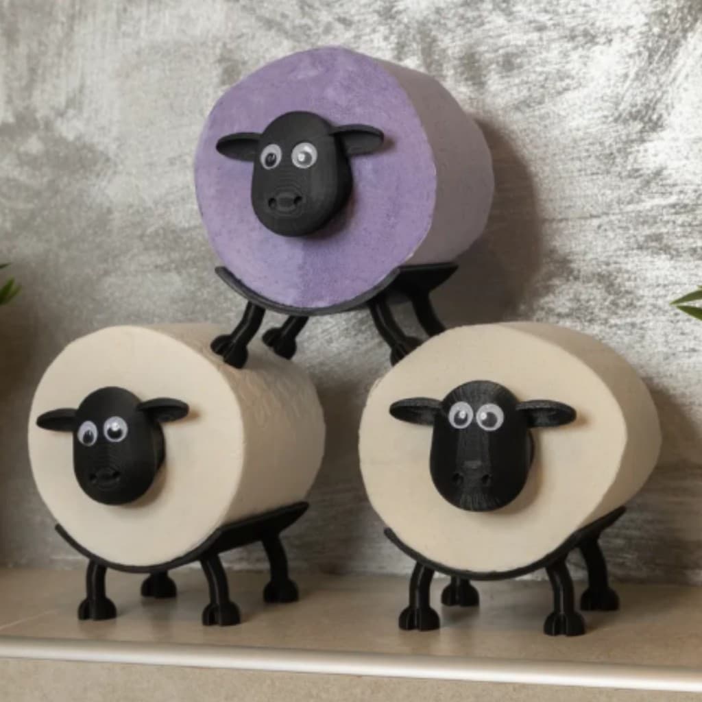 Suporte de Papel Higiênico Ovelhinha 3D | Porta Rolo Criativo Decoração Banheiro | Modelo Original Durável e Divertido
