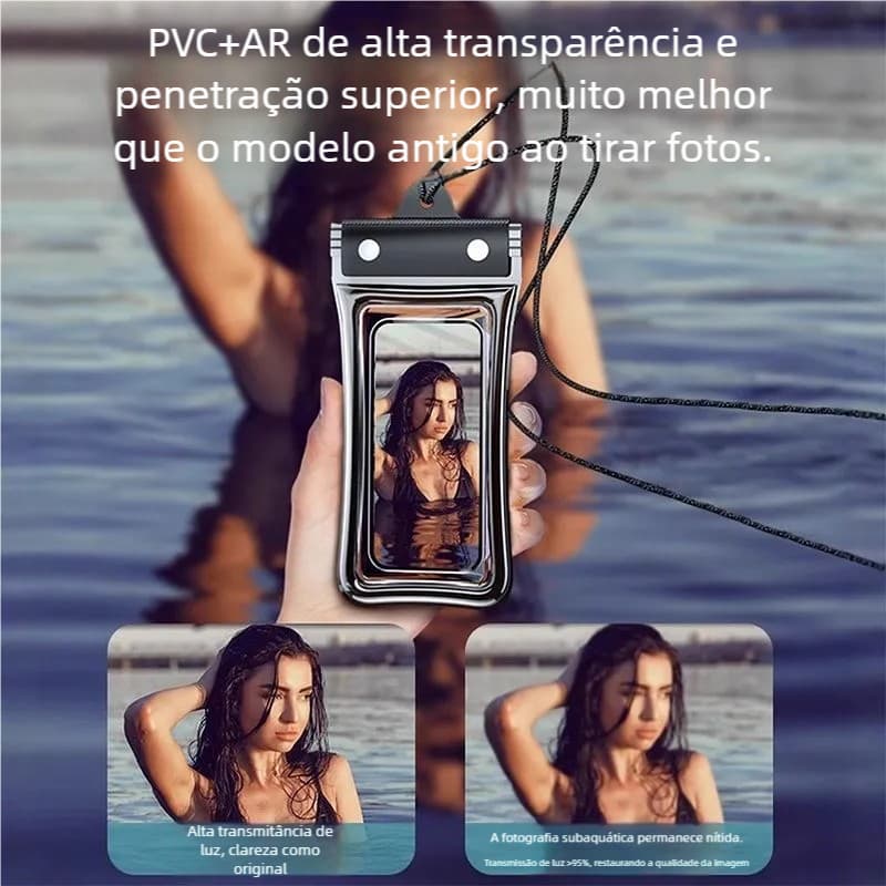 Capa Transparente Prova d'Água -  Bolsa Universal Impermeável para Celular