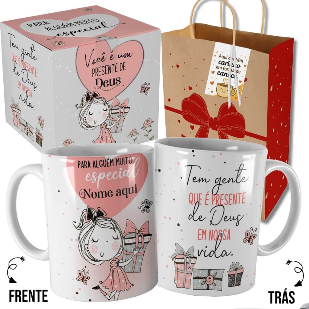 Caneca Pessoa Especial Pessoa Querida com Nome Presente de Deus Ela com Embalagem Presenteável Bc