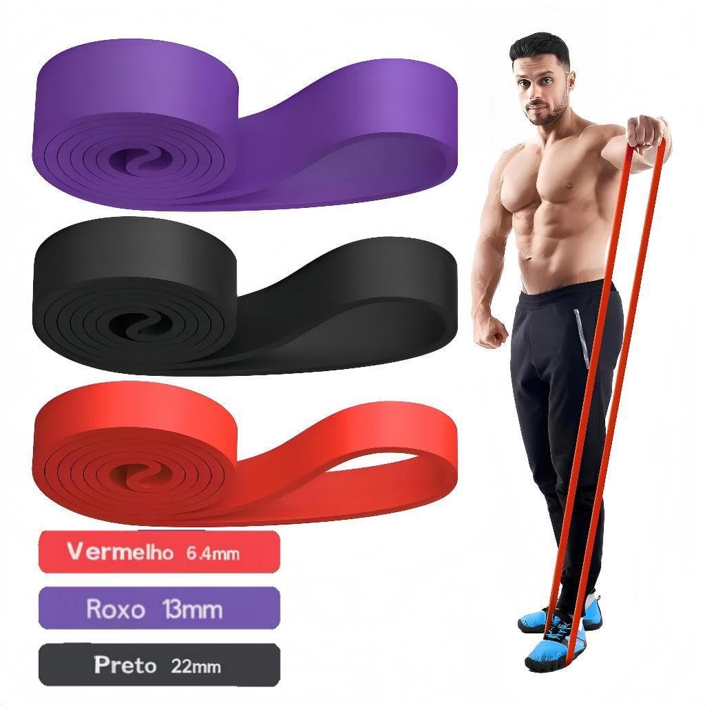 SolidFit Kit 3 Elástico Super Band Borracha Crossfit Extra Forte