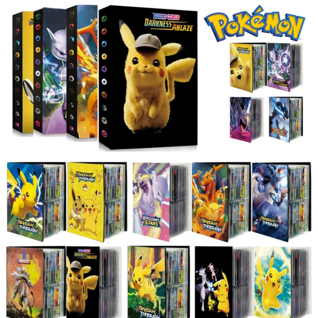 Álbum Pokémon TCG Pikachu Porta Cartas para 240/400/540 Cartas - Qualidade Premium, Coleção Completa