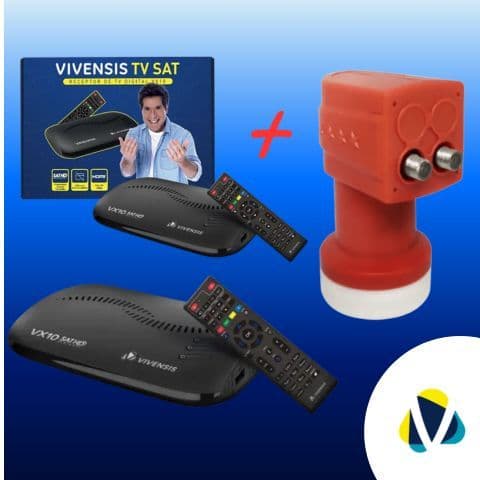 KIT 2 RECEPTOR VIVENSIS VX10 SATHD COM LNB Ku DUPLO NOVA PARABÓLICA DIGITAL