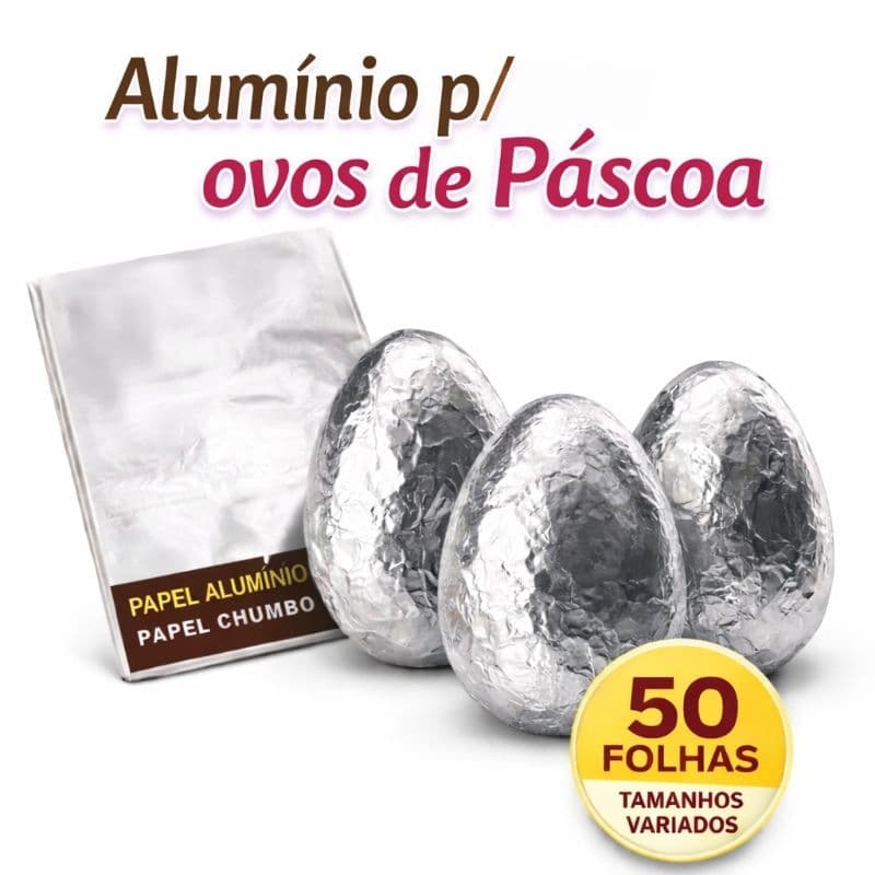 50 papel chumbo cortado aluminio prata várias tamanho para chocolates ,ovos de pascoa