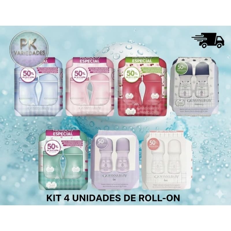 KIT 4 UNIDADES DESODORANTE ROLL ON GIOVANNA BABY CLASSIC 50ML CADA