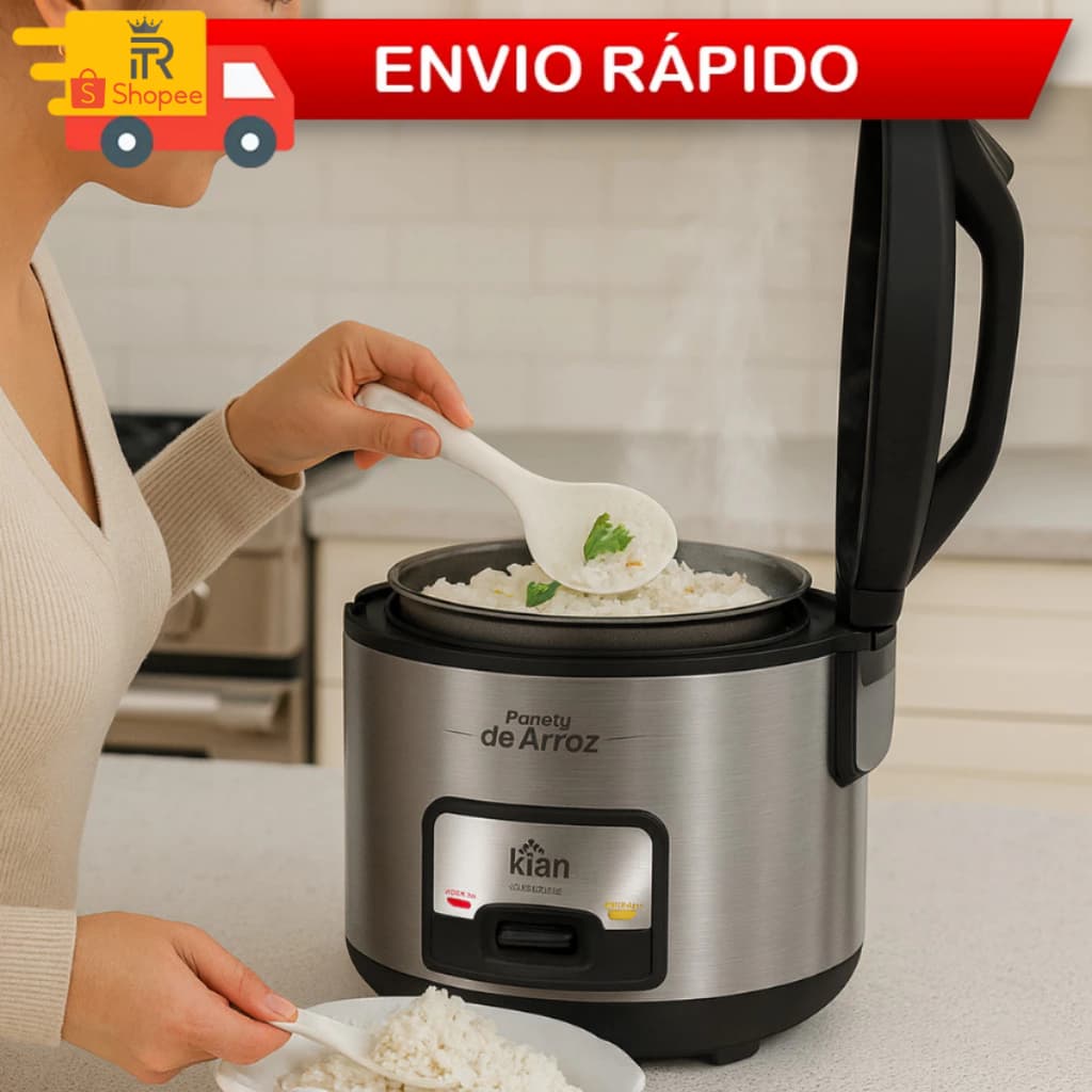 Panela Elétrica De Arroz 5 Xícaras Prime Luxo Arroz Soltinho Inox Casa Cozinha 127V PA-100 - Kian