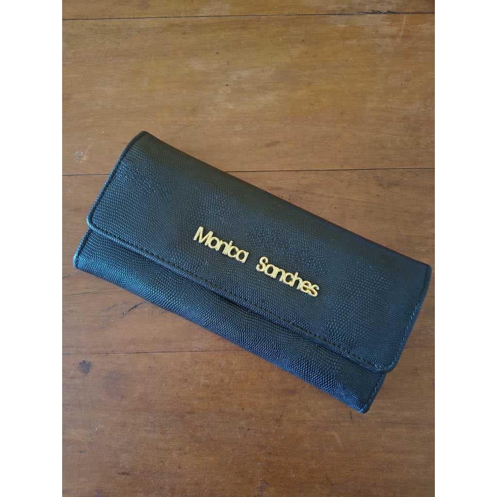 MONICA SANCHES, Carteira preta, sintética, 22,5cm, USADA, LER ANUNCIO ABAIXO, Ótimo estado, Acervo