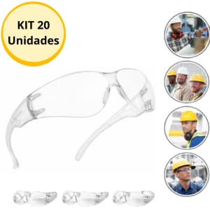 Kit 20 Óculos De Segurança EPI Transparente Uso Doméstico, Profissional, Pinturas, Obras, Jogos