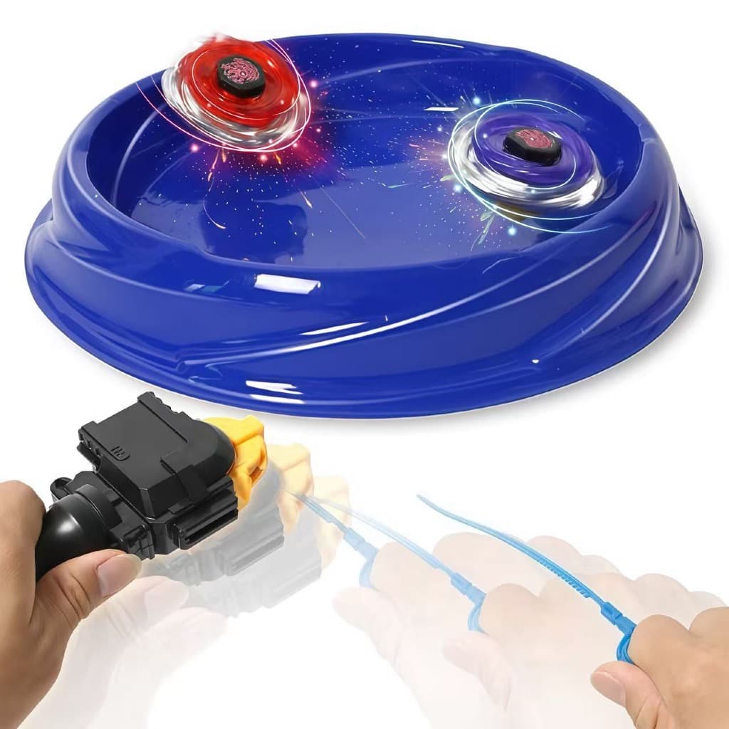 Kit 4 Beyblade Metal Led + Arena Lançador Battle Tornado Speed 5D Super Rápida Pronta Para Batalha