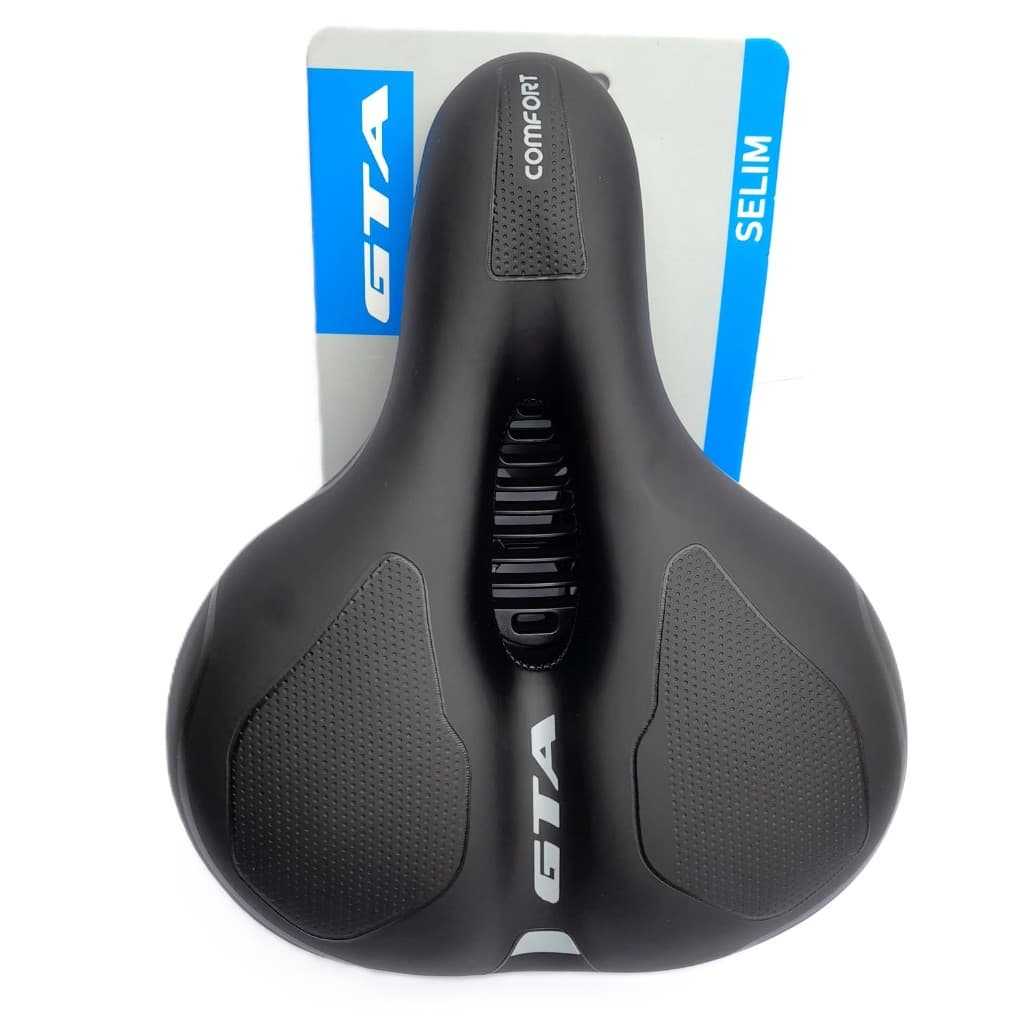 Selim  Banco Bike Confortável Assento Vazado Gta Cofort Macio largo Com Refletor Elastomero