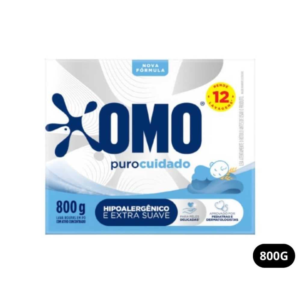 Sabão em Pó Omo Puro Cuidado 800g - Hipoalergênico e Extra Suave para Peles Delicadas