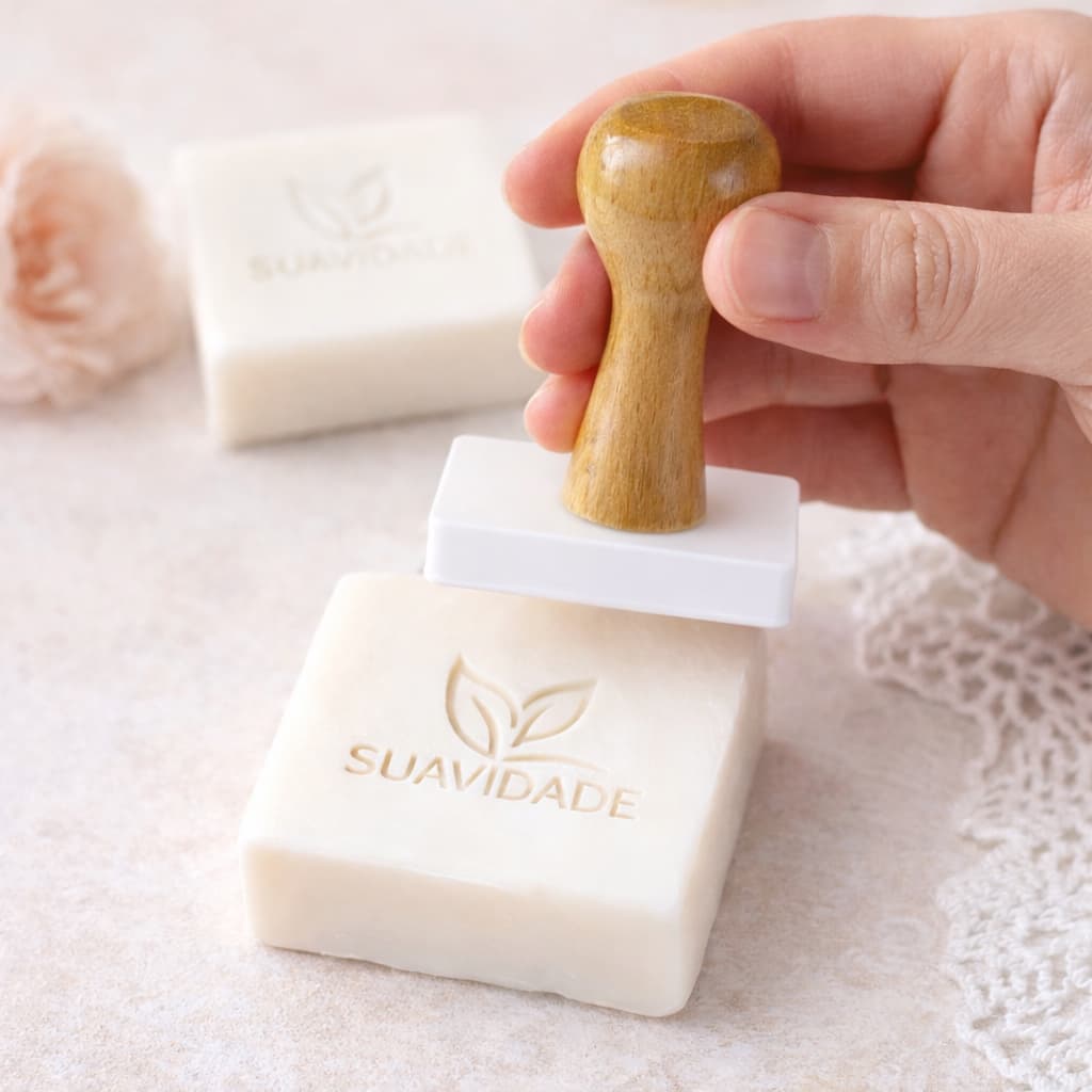 Carimbo em Acrílico Artesanato com Logotipo Desenho para Biscuit Cerâmica Sabão Barro