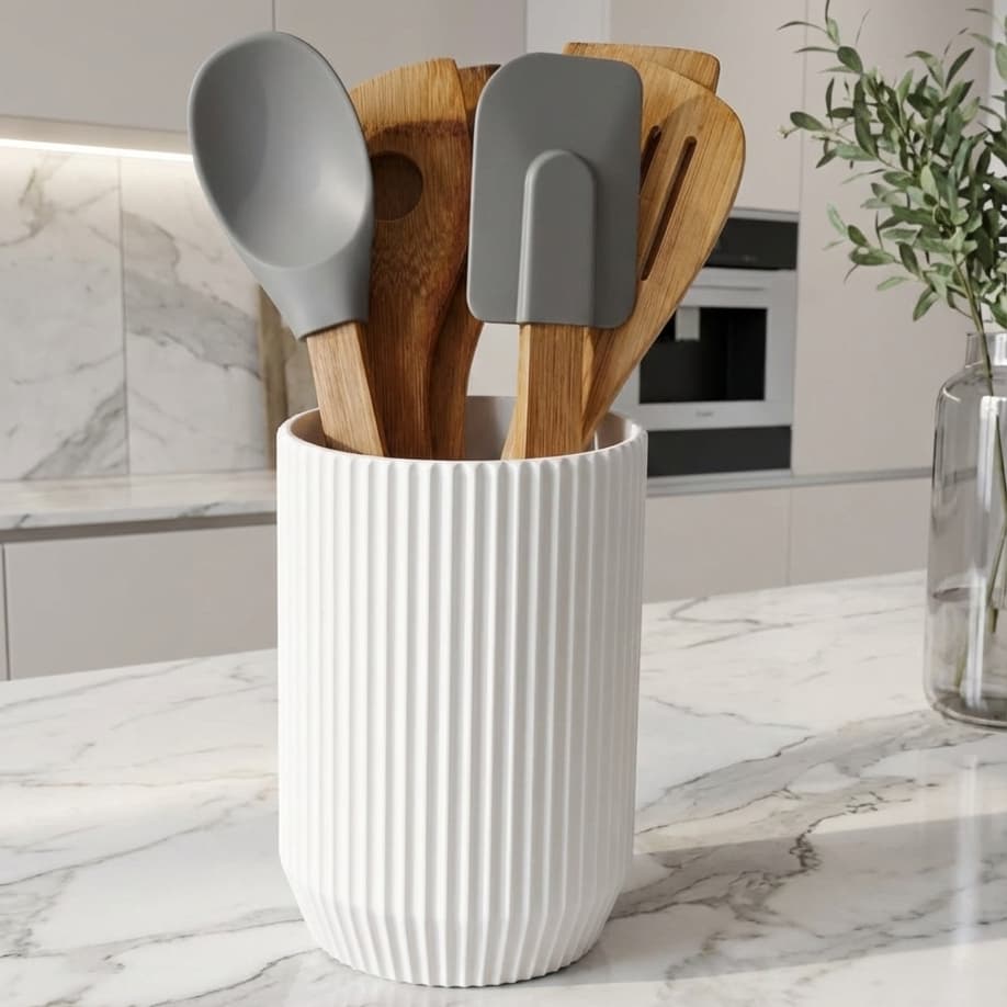 Suporte Porta Utensílios Concha Cozinha Canelado Organizador de Bancada Moderno