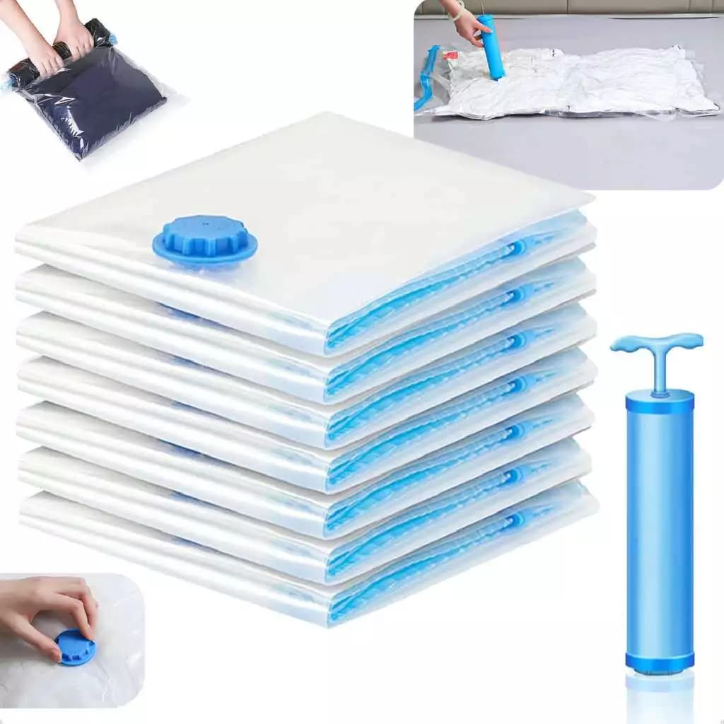 Kit 5/10 Saco A Vácuo Grande Organizador Edredom Coberto Mala Roupa De Cama + Bomba a Vacuo 002
