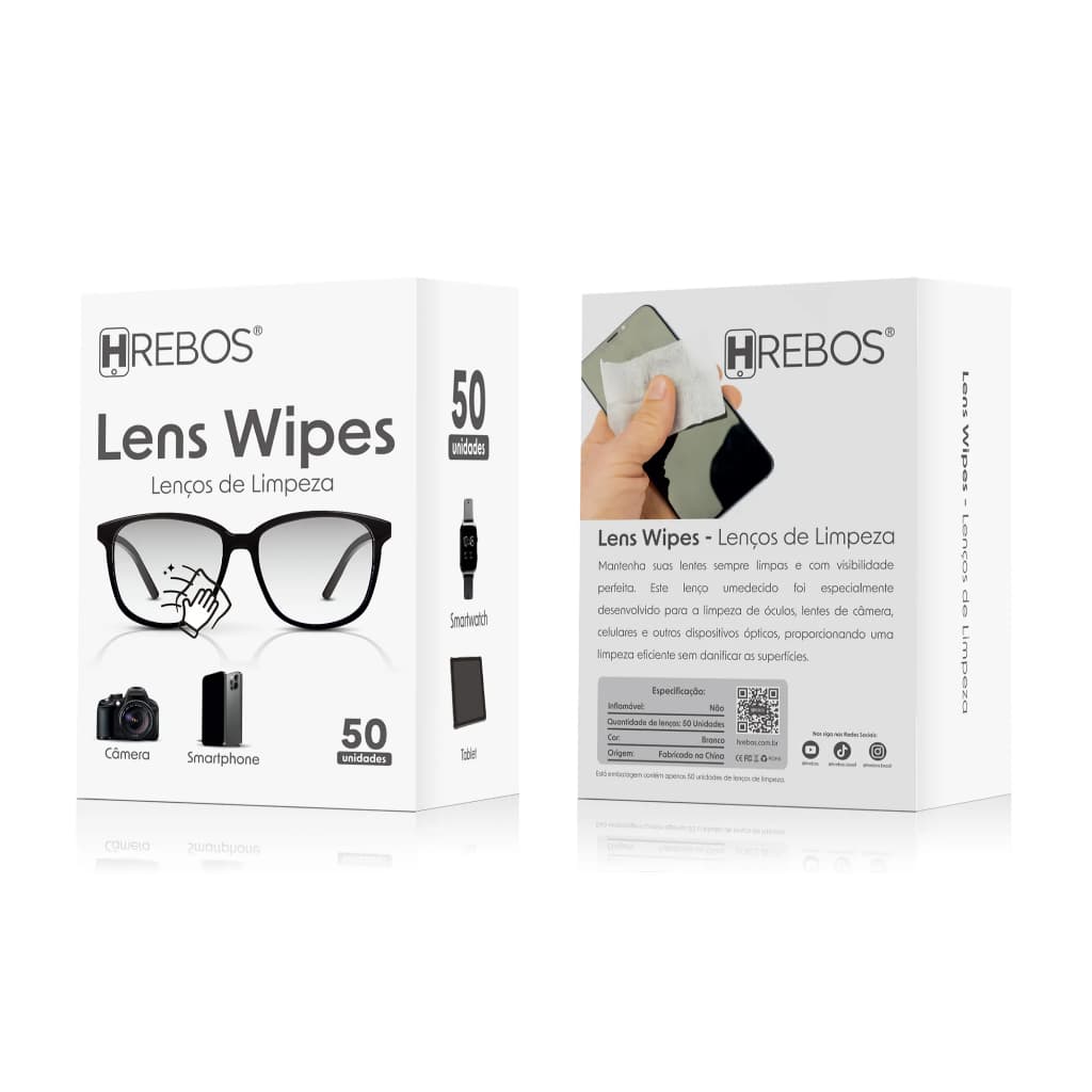 Lenços De Limpeza Wipes Para Óculos , Tablet ,Smartphones, Câmera, Smartwatch. Contém 50 Unidades Ou 100 Unidades