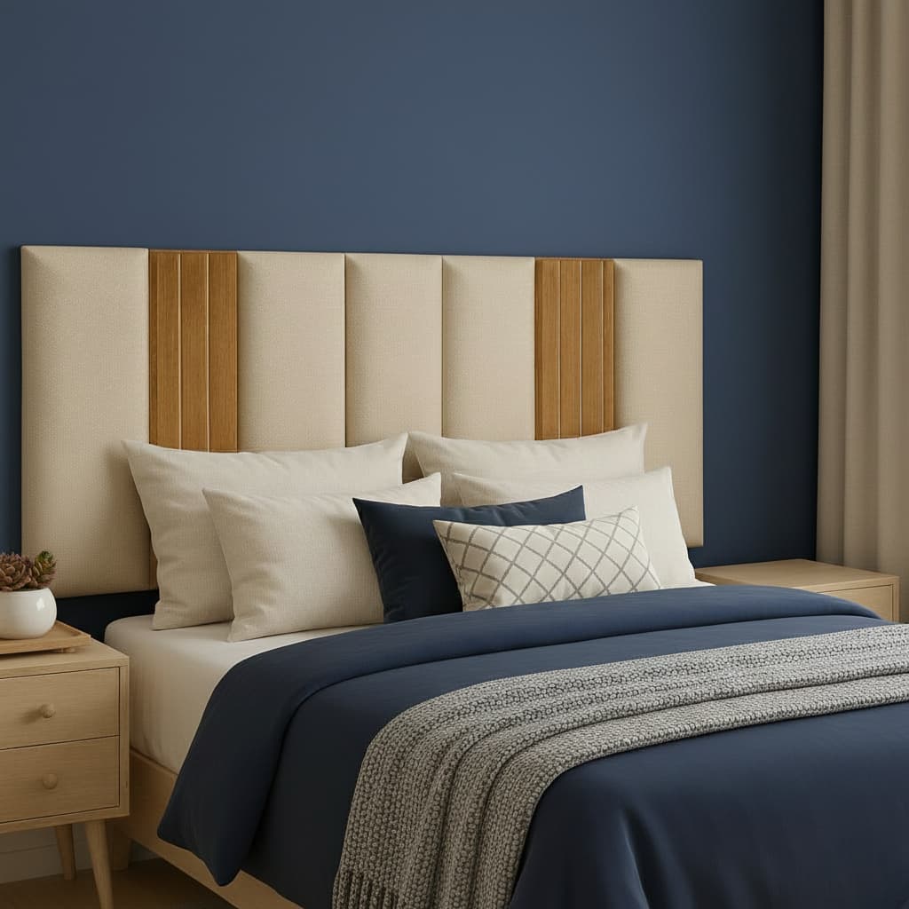 Kit Até 12 Peças Cabeceira Modular + Painel Ripado MDF Para Cama Box Casal King Queen