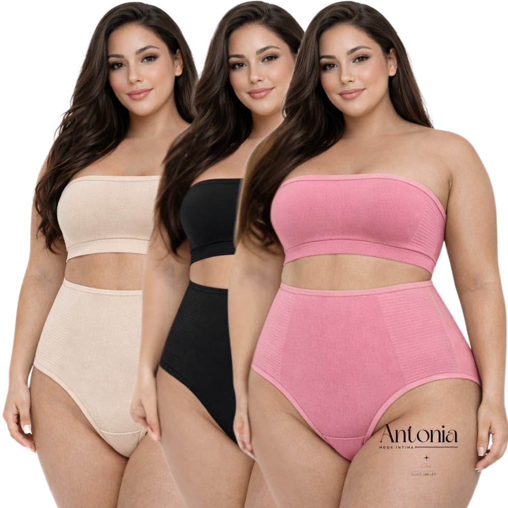 2 Cinta Calcinha Modeladora Plus Size Cós Alto Compressão Pós-Parto Abdômen Redutor