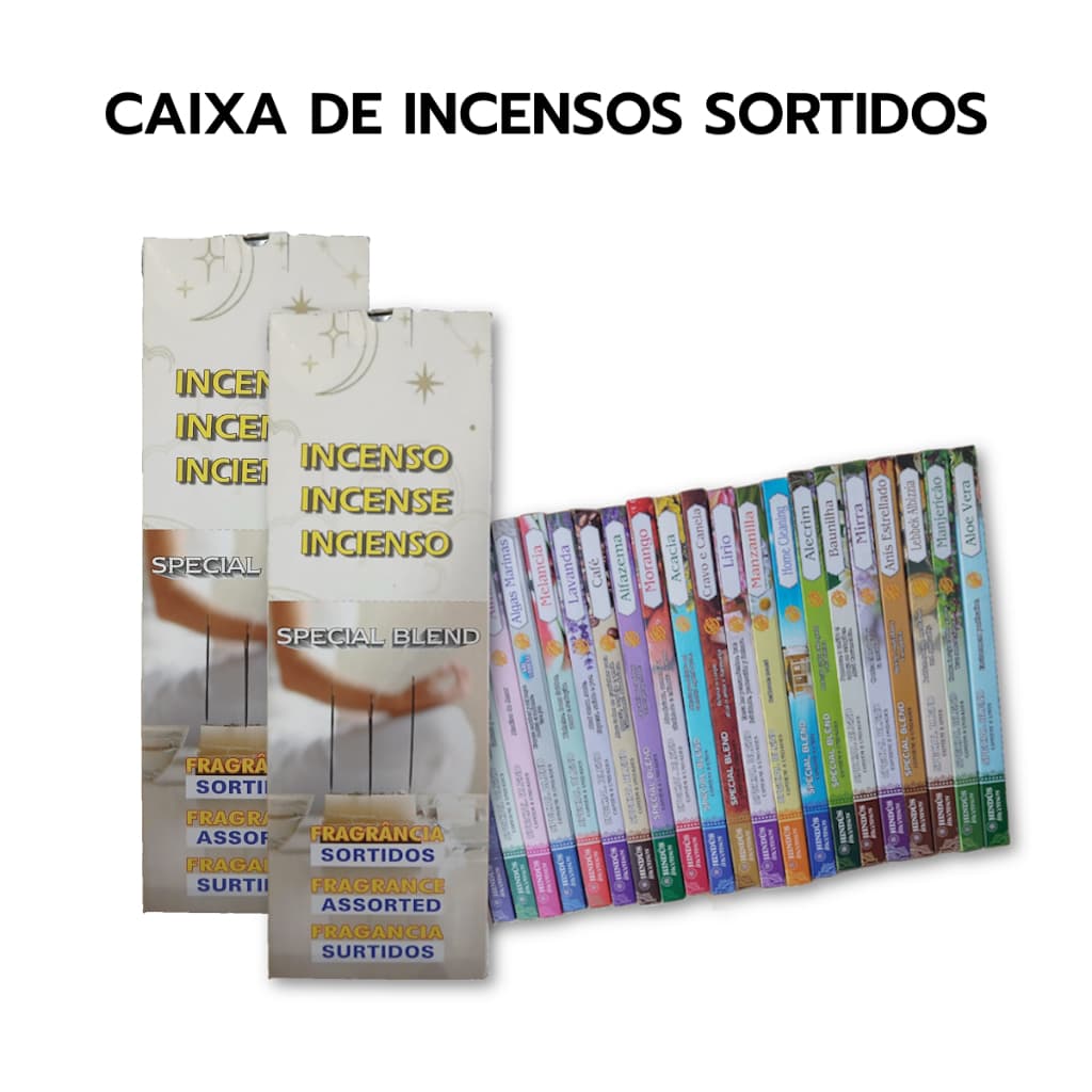 Caixa de Incensos Sortidos Hindus 25 Unidades