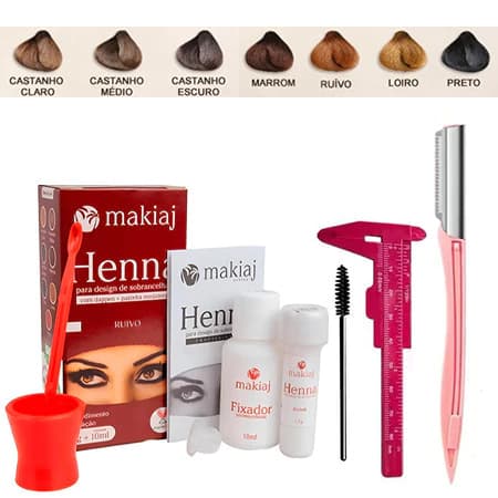 Conjunto De Henna E Kit Para Sobrancelha Com Régua Faca Design De Sombrancelha