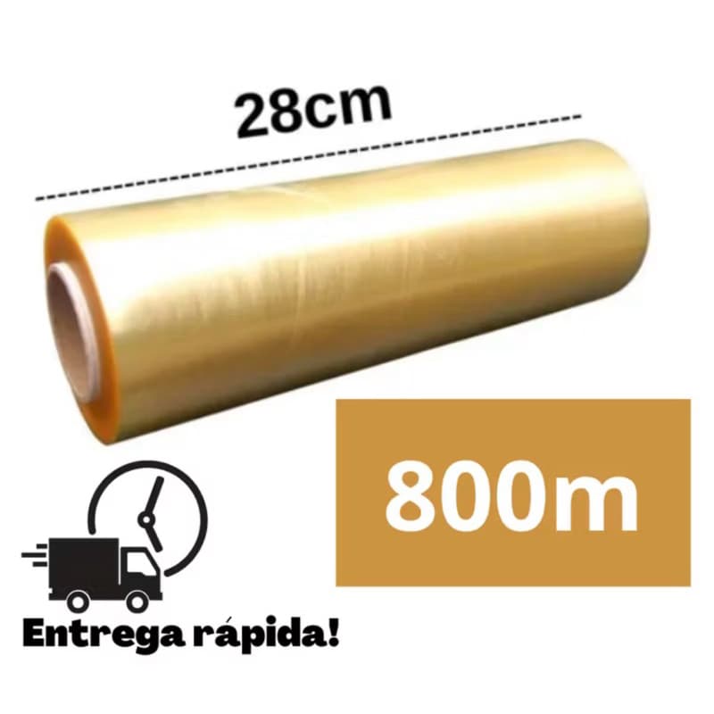 Rolo Bobina Plastico Filme Pvc Esticavel Resistente 28cm X 800m
