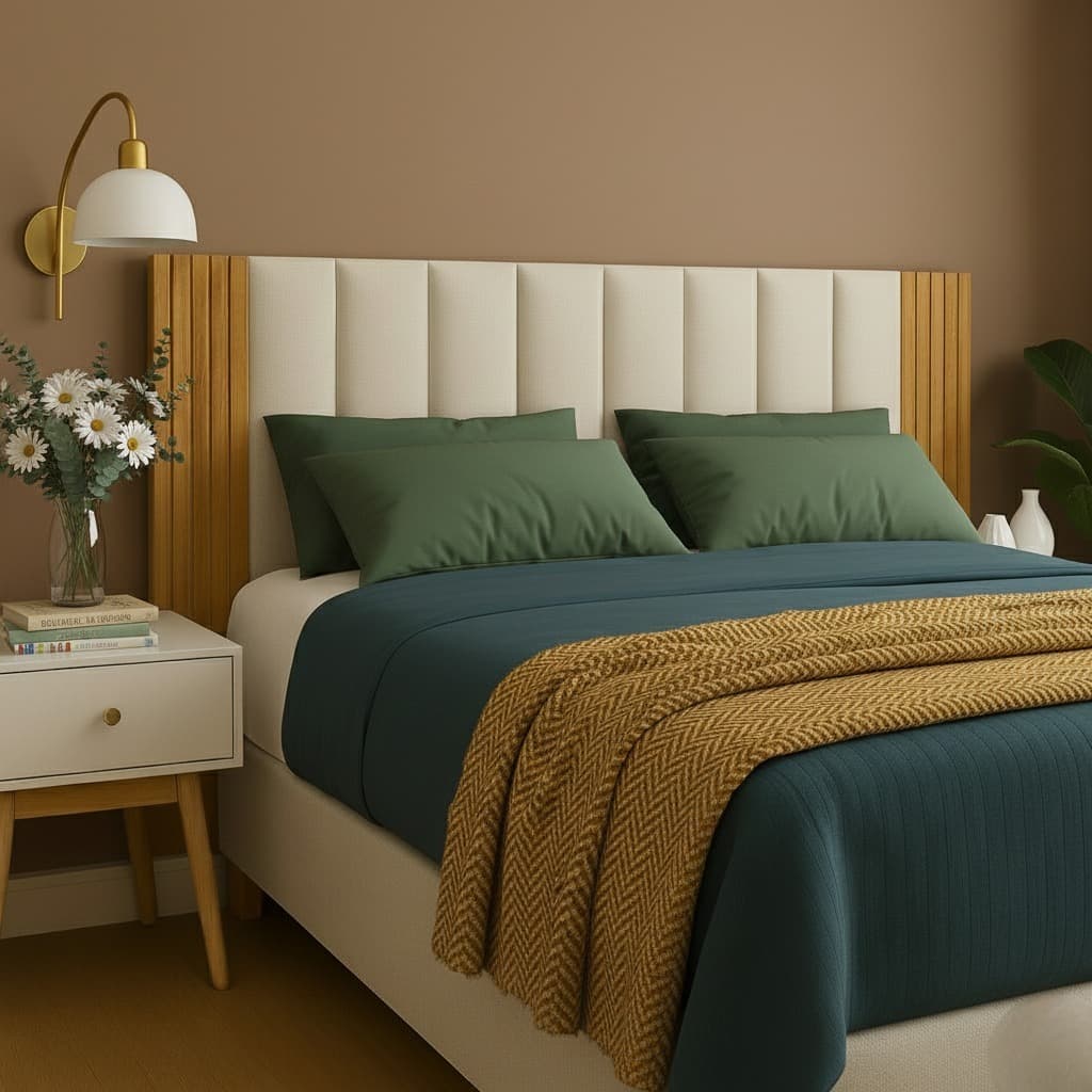 Kit Até 12 Peças Cabeceira Modular + Painel Ripado MDF Para Cama Box Casal King Queen