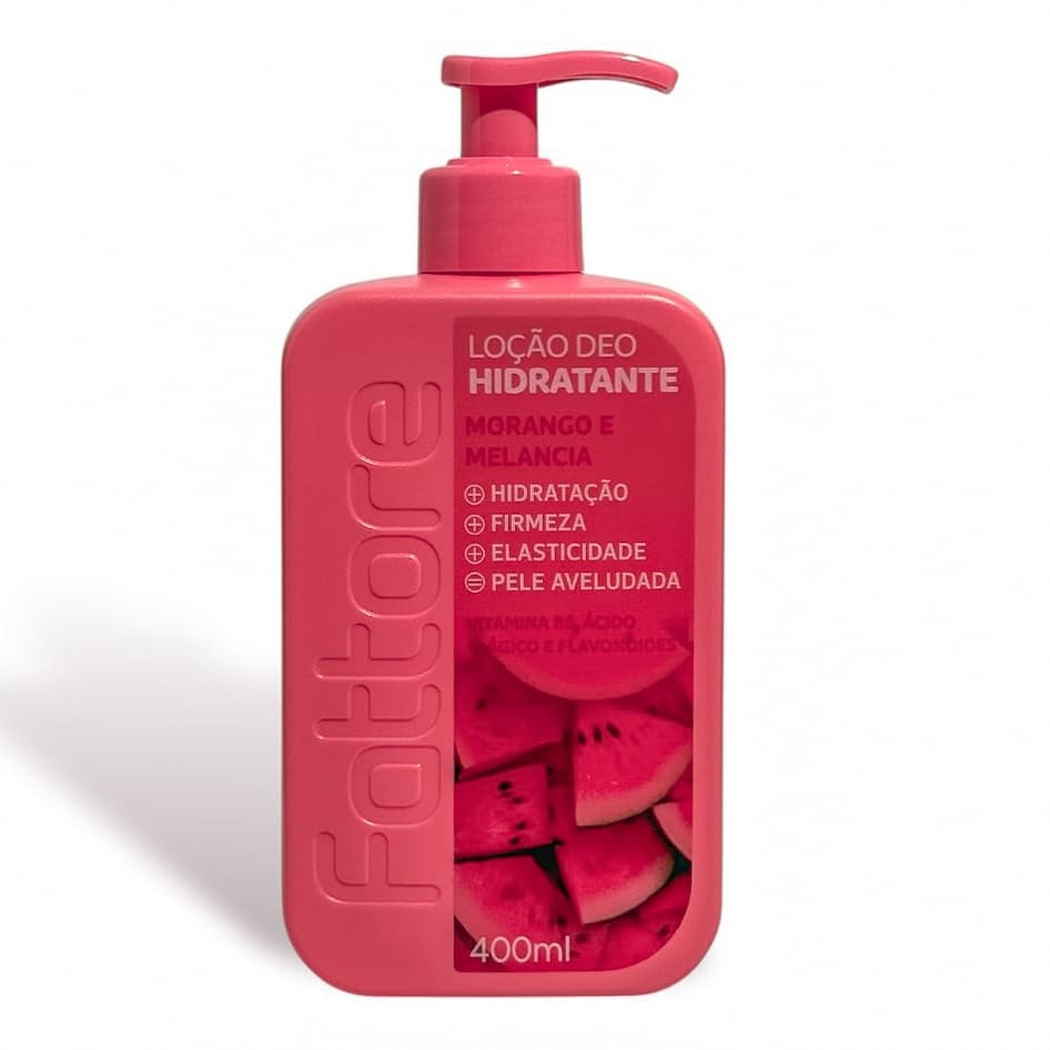 Fattore Loção Deo Hidratante Morango e Melancia 400ml – Hidrata, Protege e Perfuma