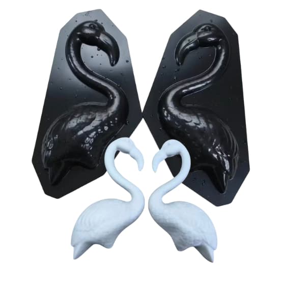 Molde Forma Abs Flamingo 29cm Bipartido Jardim Gesso Ciment Preto