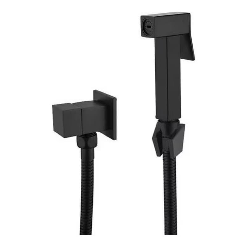 Ducha Higiênica Completa Quadrada Metal Preta / Preto