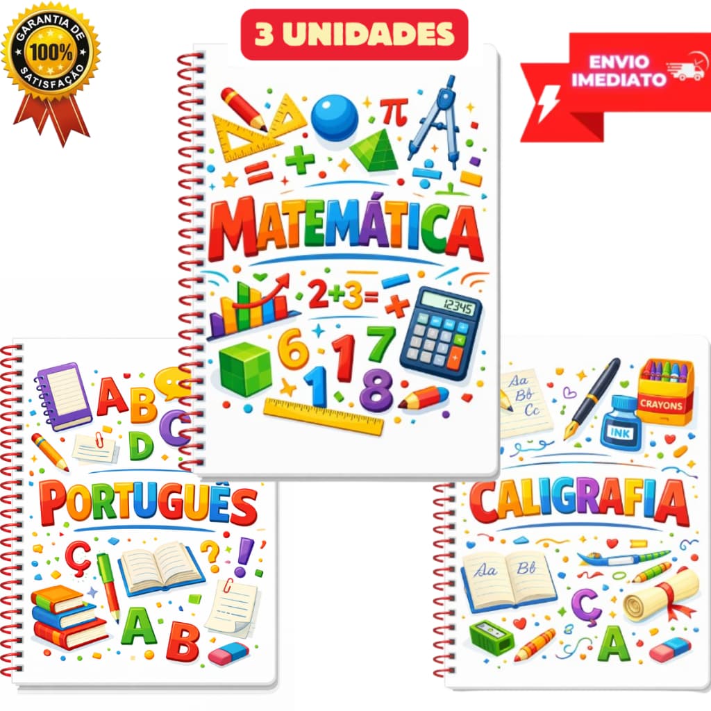 KIT 3 livro infantis educativos alfabetização apostila de atividades caligrafia infantil
