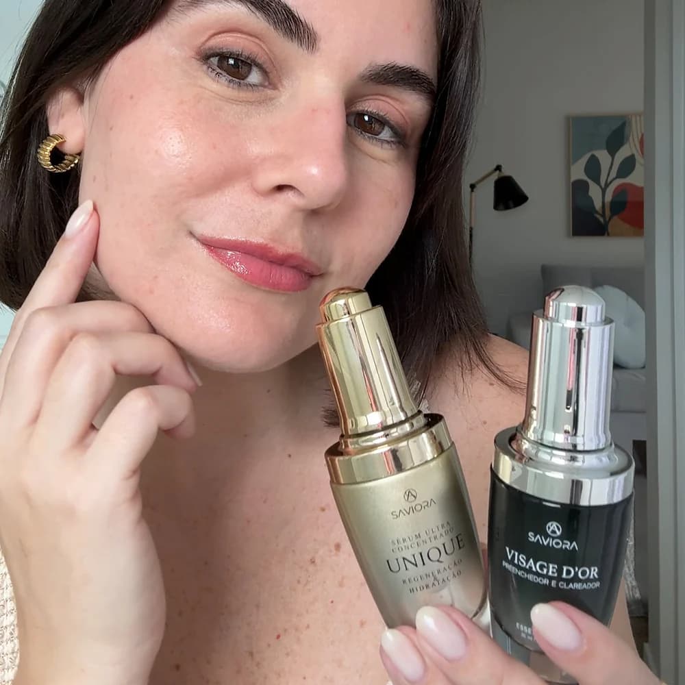 Kit SaviorA Visage D’Or 30ml + Unique Sérum Facial Clareador Preenchedor Regeneração Hidratação Pele Glow 30ml