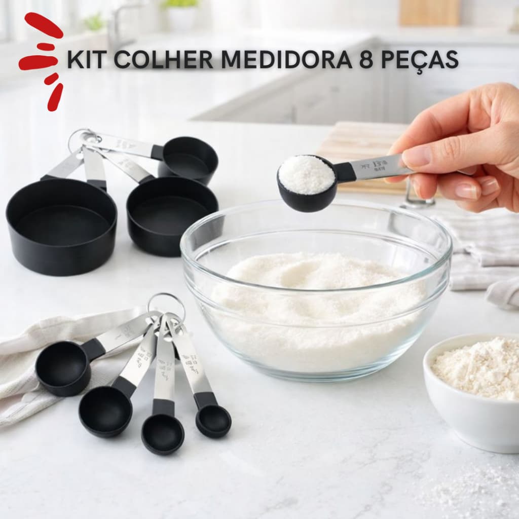 Kit medidores cozinha 8 Peças Aço inox Nylon