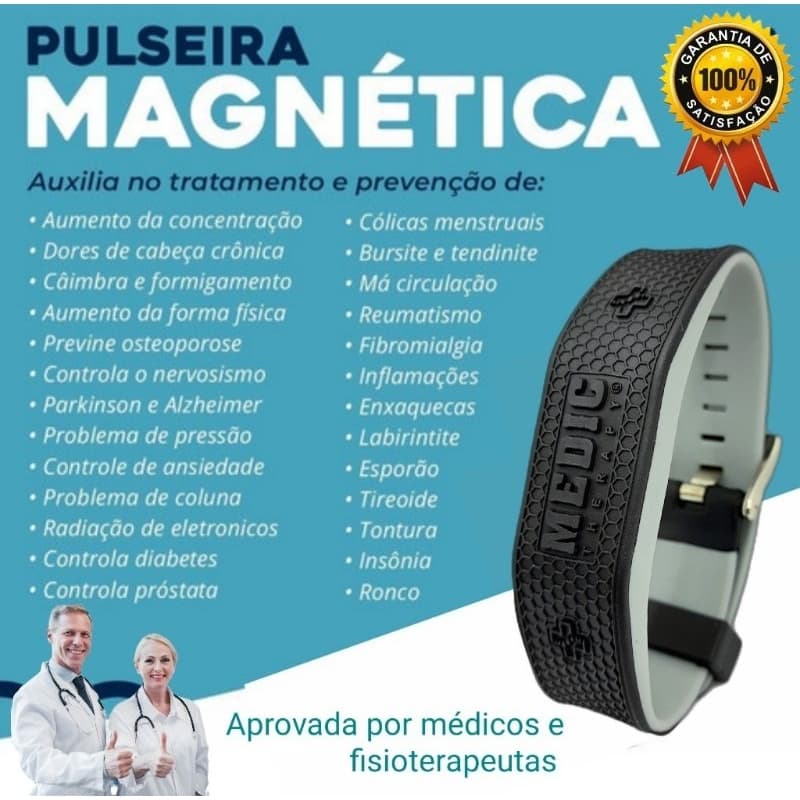Pulseira magnética para dor original com infravermelho com imãs terapeuticos bioquântica