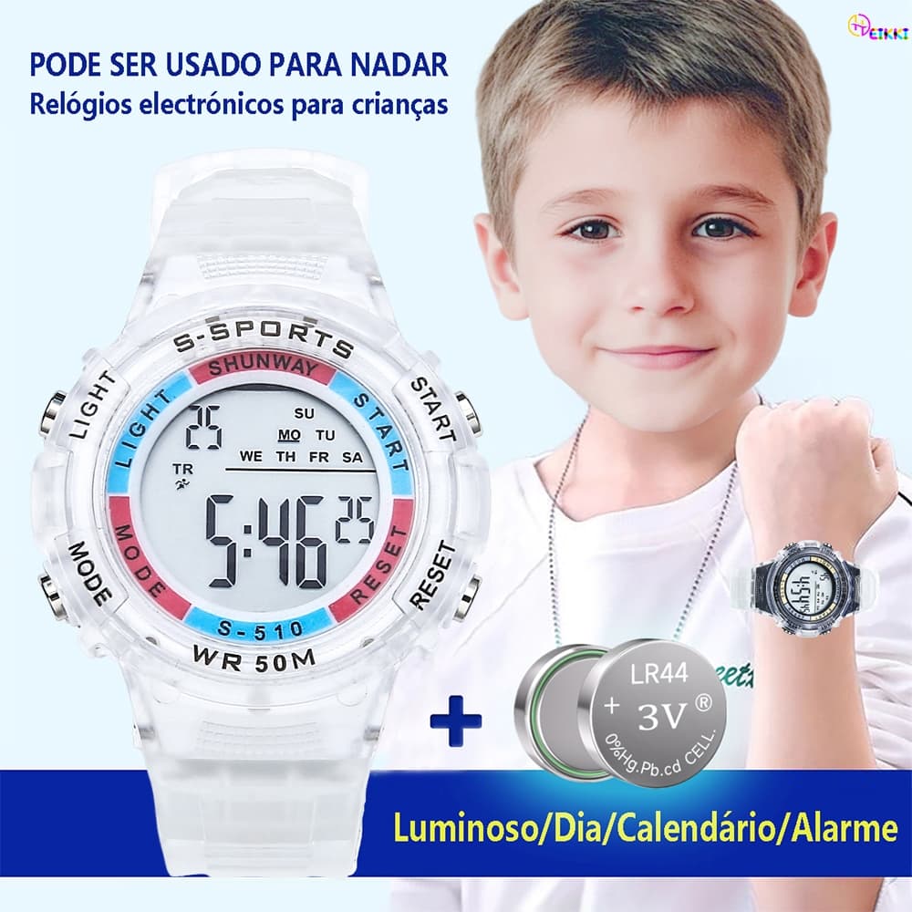 Relógio Digital Infantil Menina Menino A Prova D Água Original Esportivo Transparente Com Luminoso Cronômetro