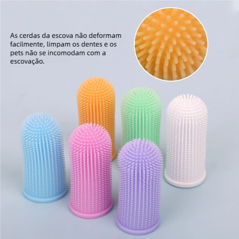 Escova de Dente Pet Silicone Ultra Macia 360° – BPA Free, Maleável, Estojo Incluso!