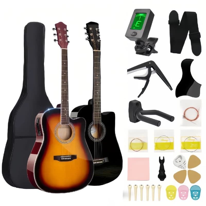 Kit Violão Eletroacústica 38 Polegadas para Iniciante Equalizador 4 Bandas Integrado + Afinador + Acessórios