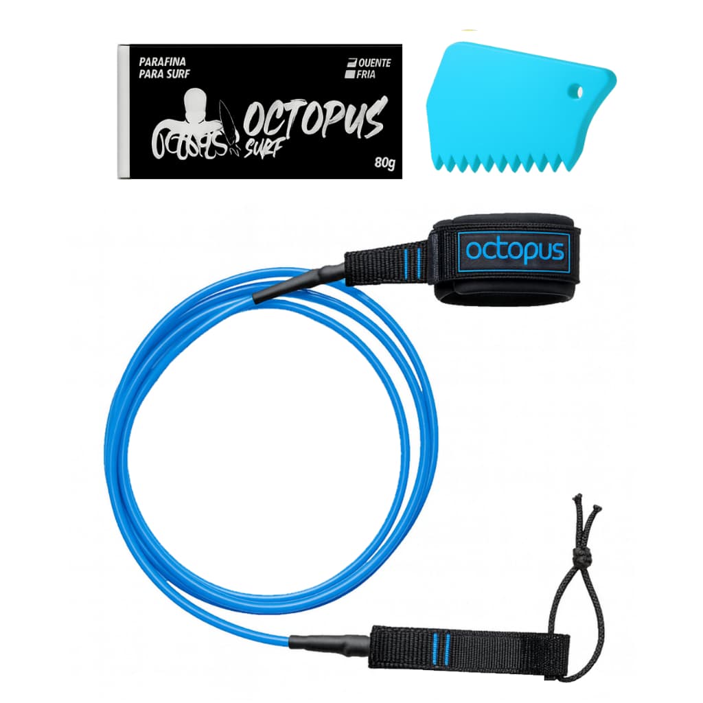 Leash Surf Strep Competição + Parafina + Raspador