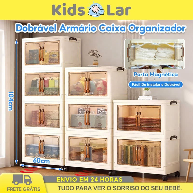 Caixa de Armazenamento Empilhável Multiuso com Rodas para Guardar Roupas e Brinquedos