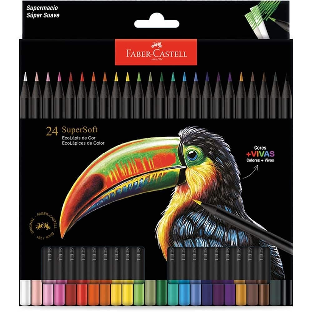 Lápis de Cor, Faber-Castell, EcoLápis Supersoft, 24 Cores