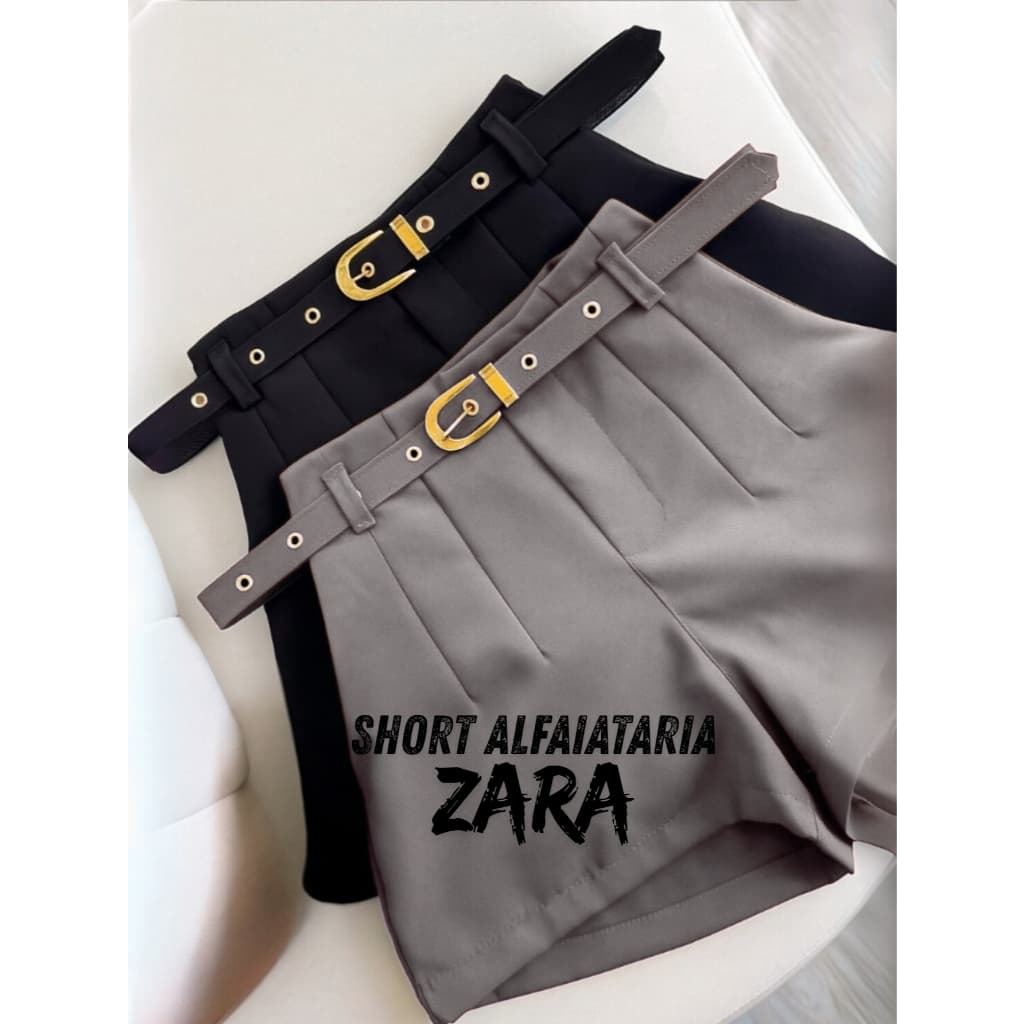 Short Feminino Alfaiataria Com Cinto Forrado Social cintura alta