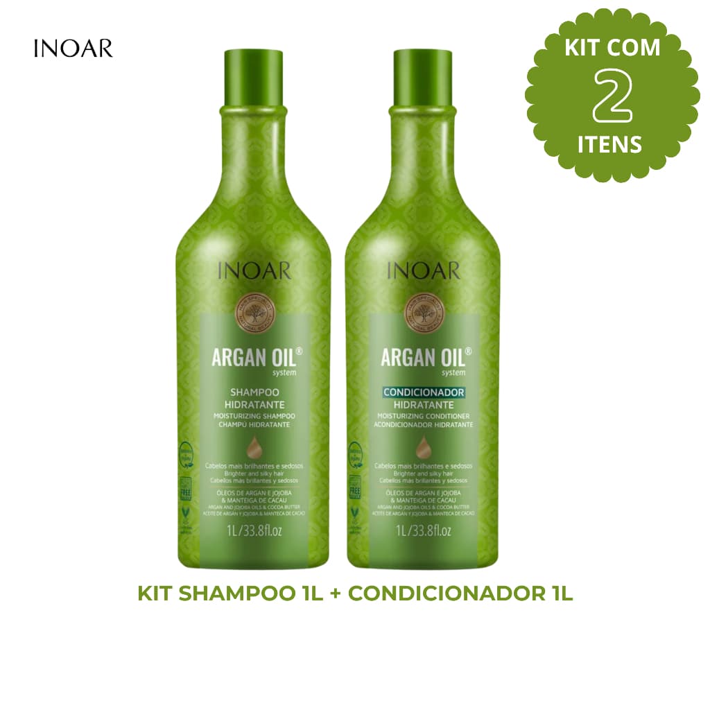 Kit Inoar Argan Oil Shampoo 1L + Condicionador 1L