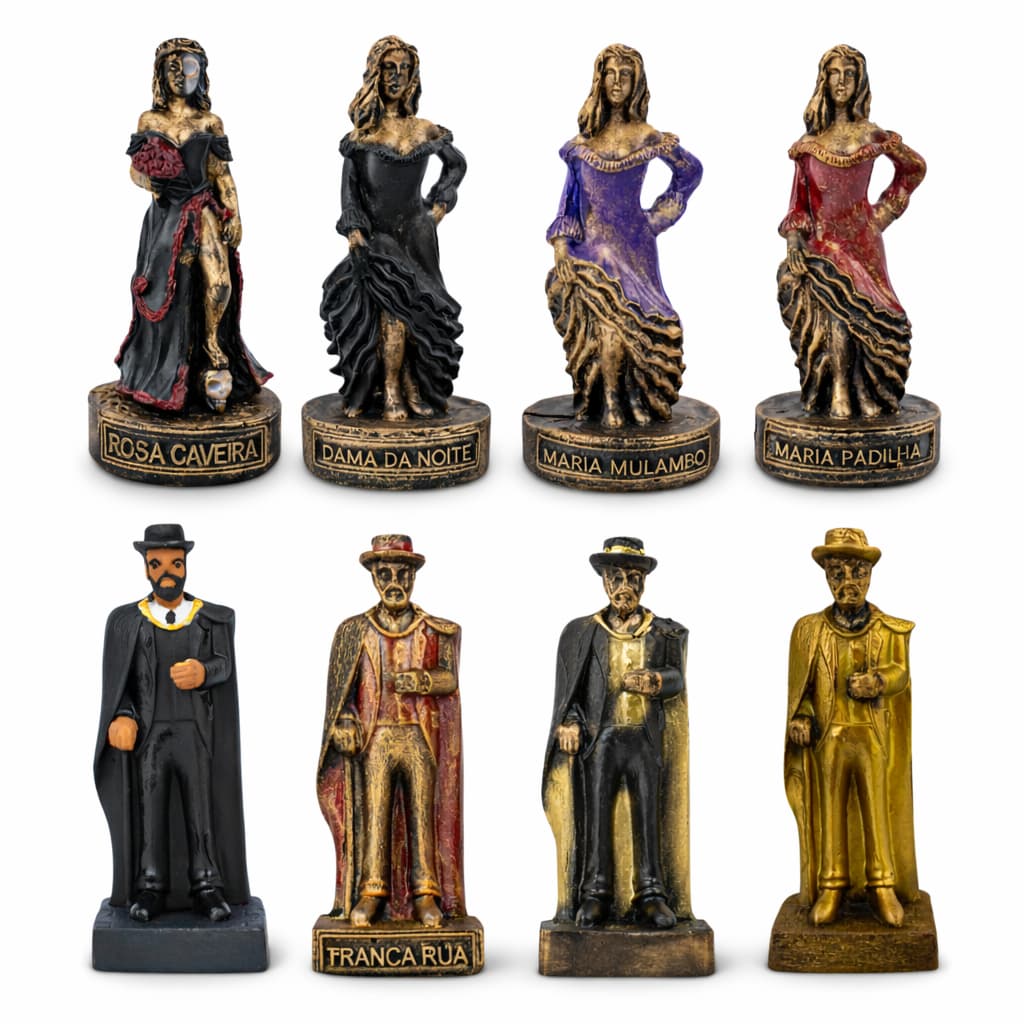 Escultura Pomba Gira e Exu 10 cm Resina - Diversos Modelos