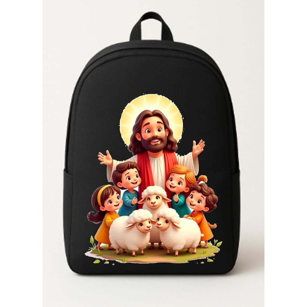 Mochila Catequese Bolsa Ideal Para Escolinhas Dominicais Estampa de Jesus e suas Crianças Moda Cristã .
