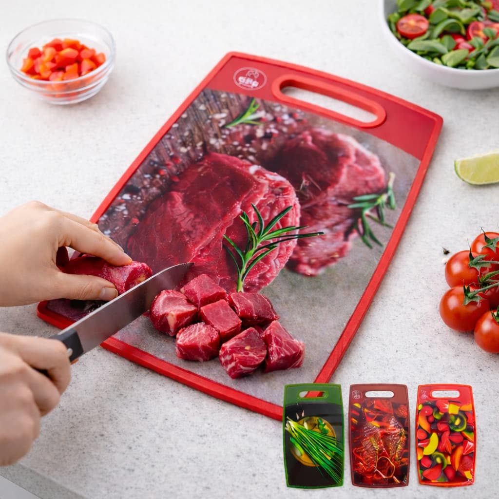 Tabua de Carne 1 2 ou 4 Resistente Tabuas Corte Antibacteriana Antimofo Estampado Carne Frutas Legume